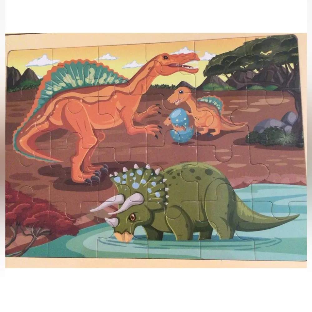 Dinosaur wooden jigsaw puzzles w/storage bag..(NWT) - Picture 3 of 7
